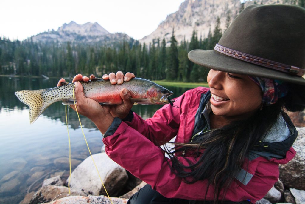 Anela Ramos fishing in the Sawtooths, the diversity dilemma in outdoor media